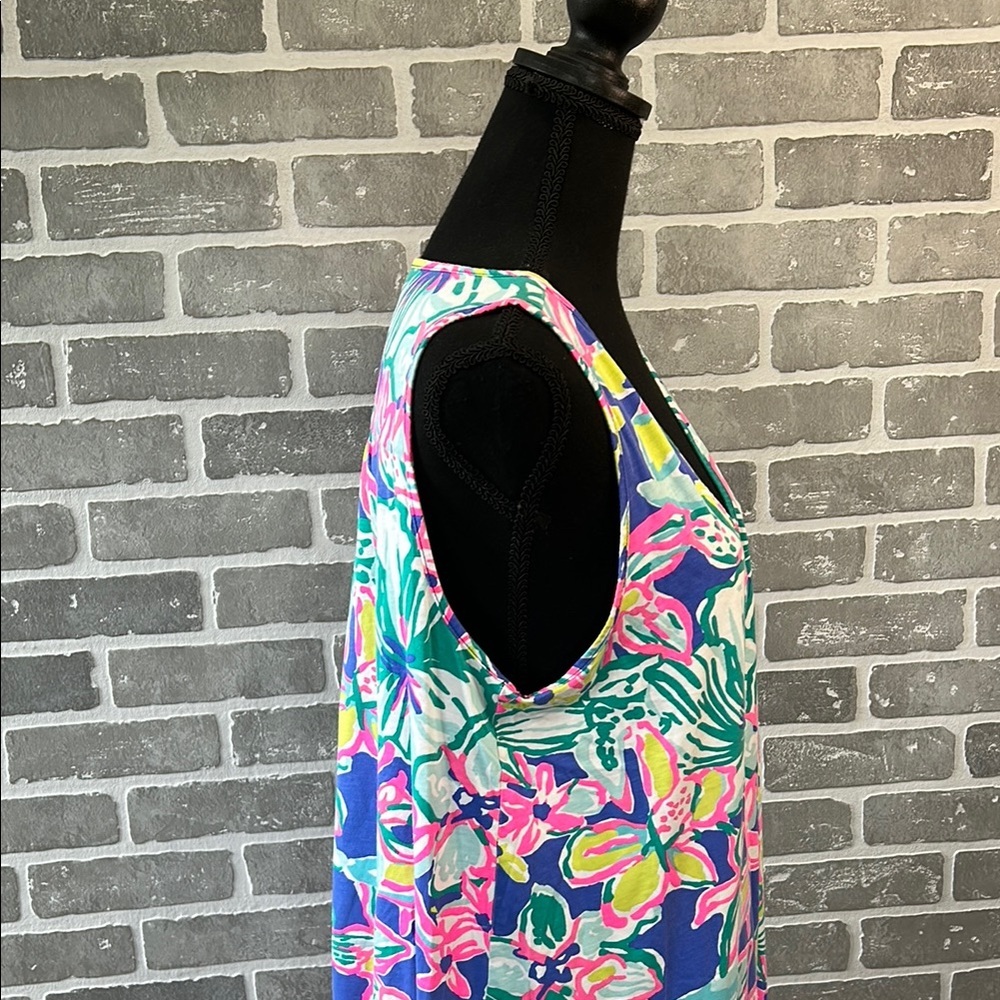 Lilly Pulitzer Blythe Tank Dress Casa Azul Floral Print Pima Cotton Women’s Larg - Picture 5 of 15
